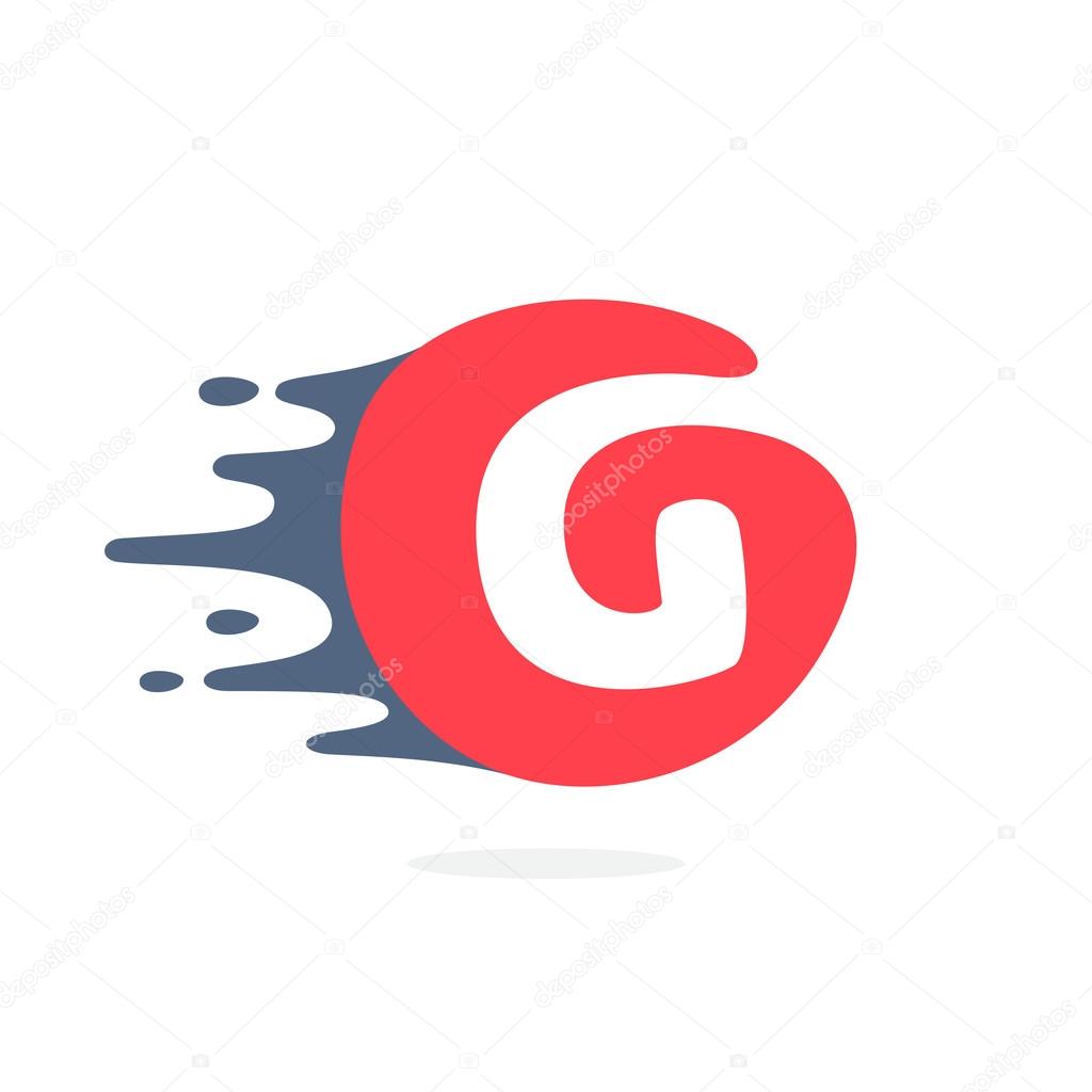 Letter G logo with fast speed water, fire, energy lines. Vector elements for sportswear, t-shirts, labels or posters.