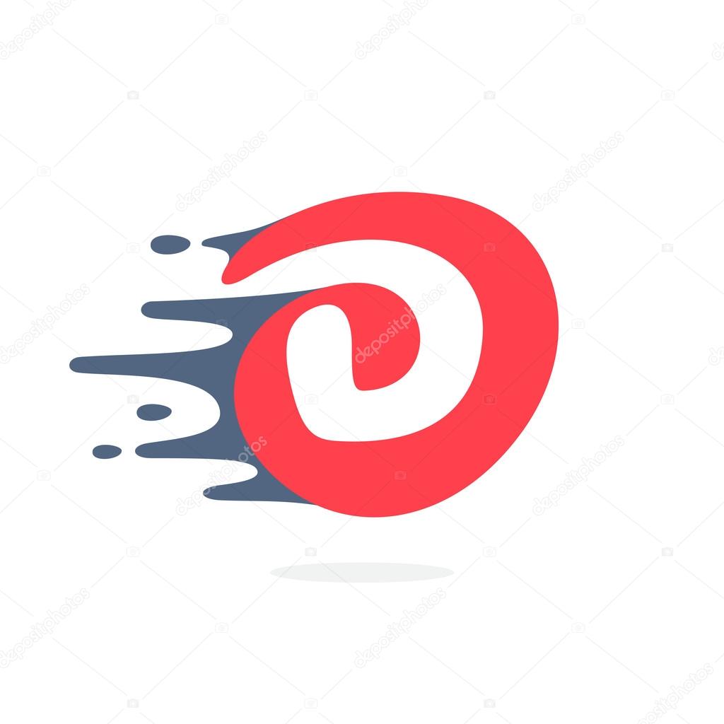 Letter D logo with fast speed water, fire, energy lines. Vector elements for sportswear, t-shirts, labels or posters.
