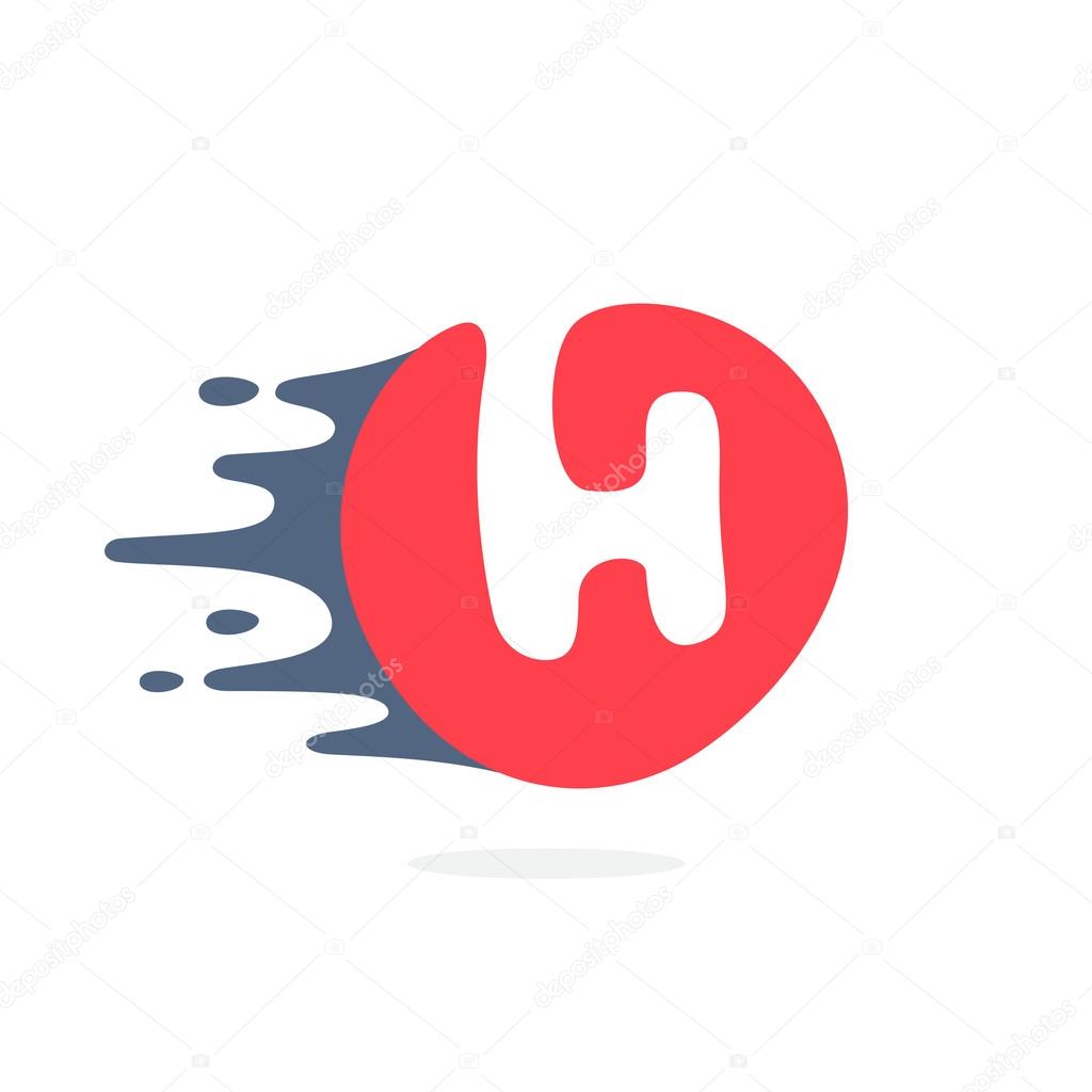 Letter H logo with fast speed water, fire, energy lines. Vector elements for sportswear, t-shirts, labels or posters.