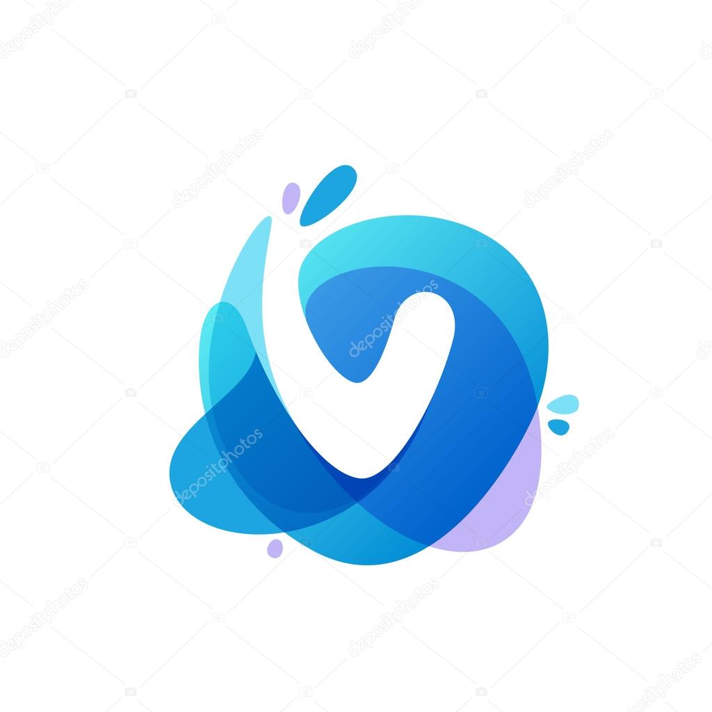 Letter V Logo At Blue Water Splash Background Stock Vector Image By C Kaer Dstock