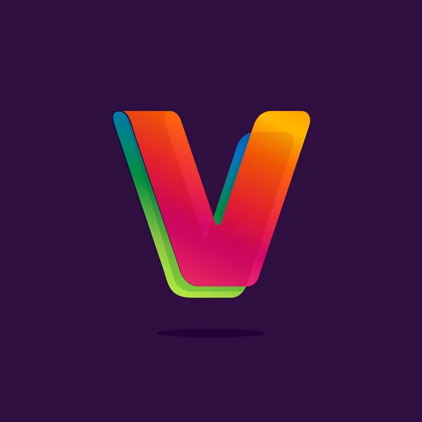 Letra V logo formado por cinta de colores . — Vector de stock
