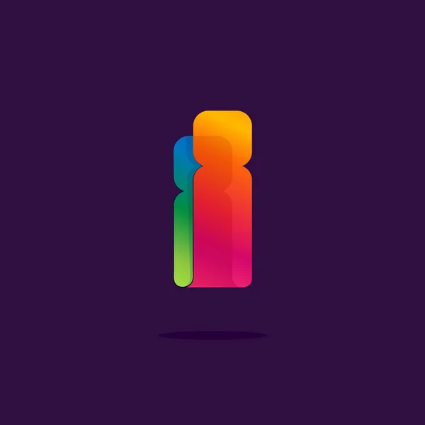 De letter I logo gevormd door kleurrijke lint. — Stockvector