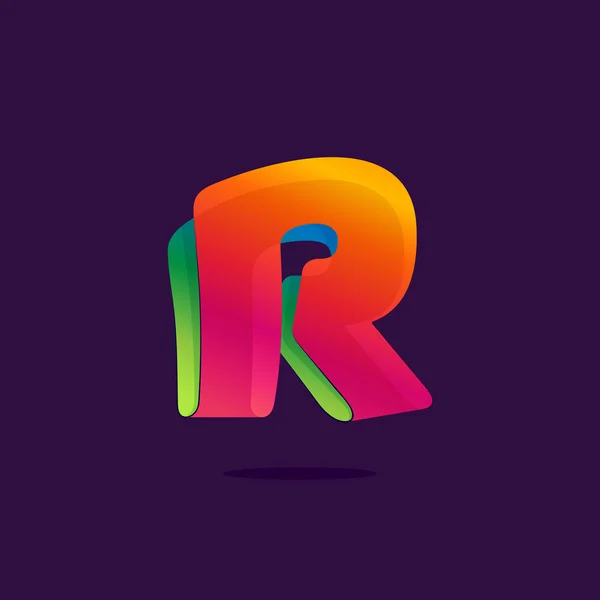 Letter R logo formed by colorful ribbon. — Stock Vector