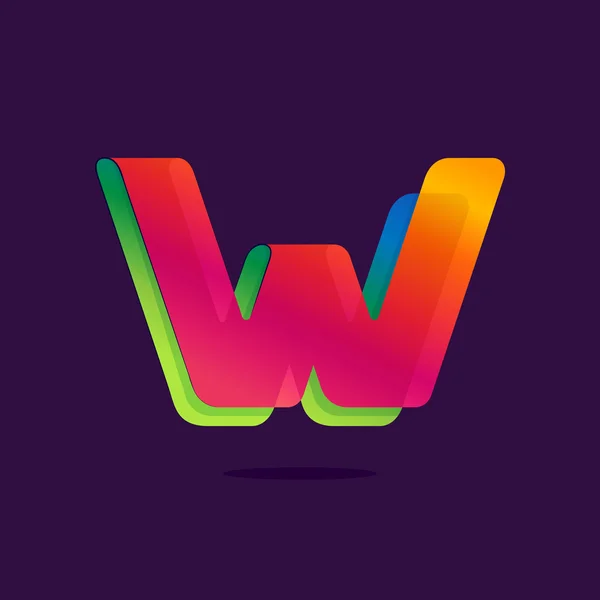 Γράμμα W λογότυπο σχηματίζεται από πολύχρωμη κορδέλα. — Διανυσματικό Αρχείο