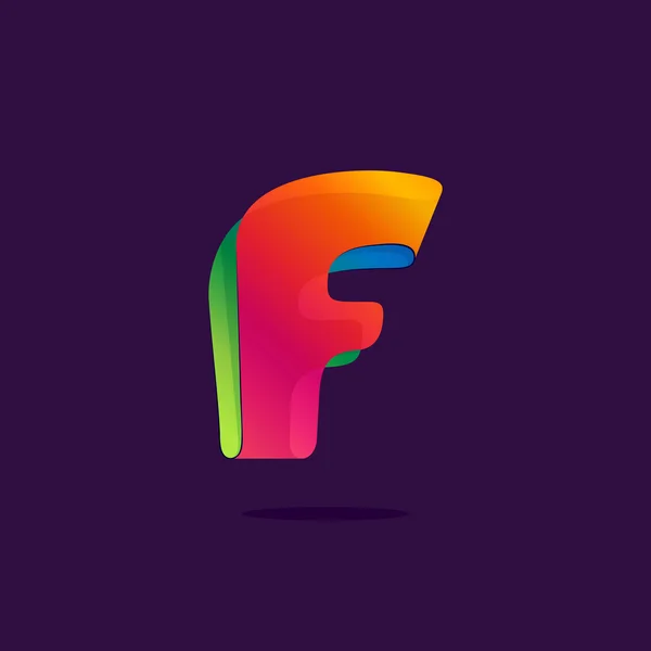 Letter F logo formed by colorful ribbon. — Stock Vector