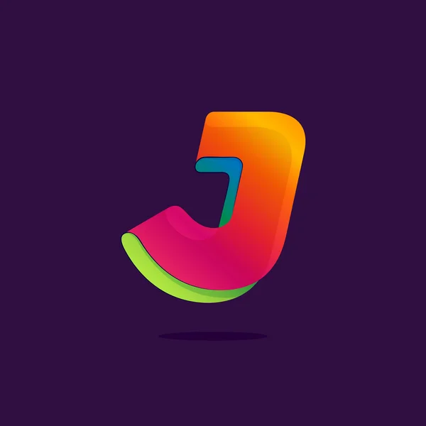 Letter J logo formed by colorful ribbon. — Stock Vector