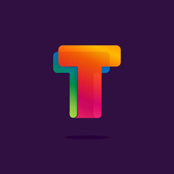 Letter T-logo gevormd door kleurrijke lint. — Stockvector