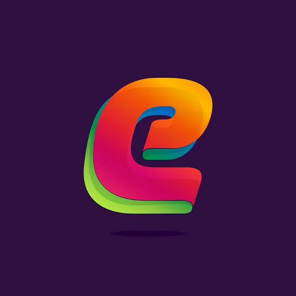 Γράμμα Ε λογότυπο σχηματίζεται από πολύχρωμη κορδέλα. — Διανυσματικό Αρχείο
