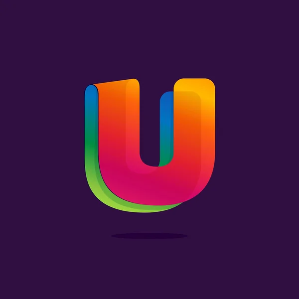 カラフルなリボンによって形成された U 文字ロゴ. — ストックベクタ