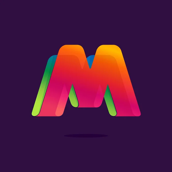 Letter M logo formed by colorful ribbon. — Stock Vector