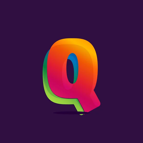 Letter Q logo formed by colorful ribbon. — Stock Vector