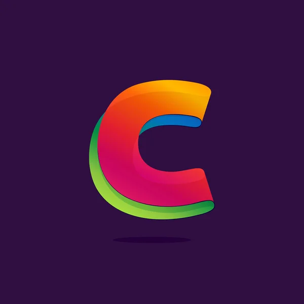 Letter C logo formed by colorful ribbon. — Stock Vector