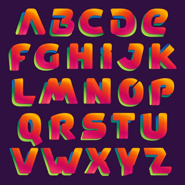 Lint alfabet kleurrijke letters set. — Stockvector