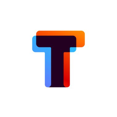 Renkli kaplama şerit tarafından kurulan mektup T logo.