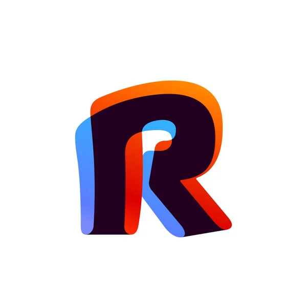 Letter R logo formed by colorful overlay ribbon. — Stock Vector