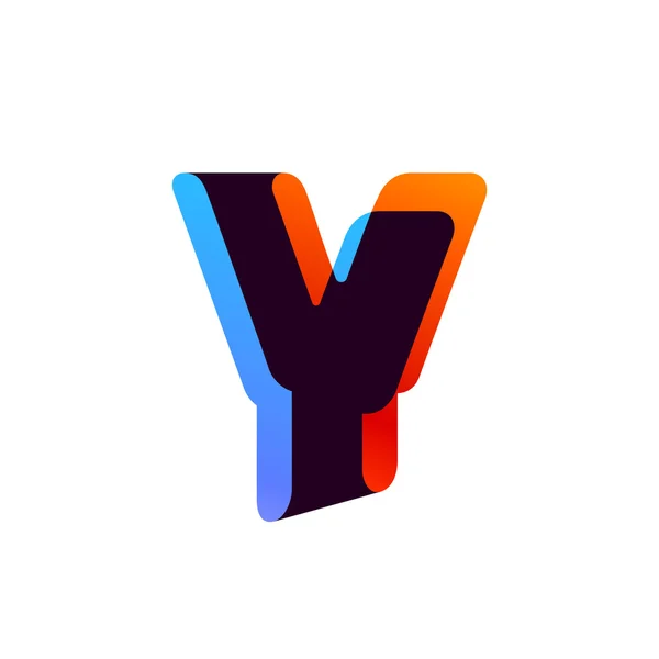 Letter Y-logo gevormd door kleurrijke overlay lint. — Stockvector