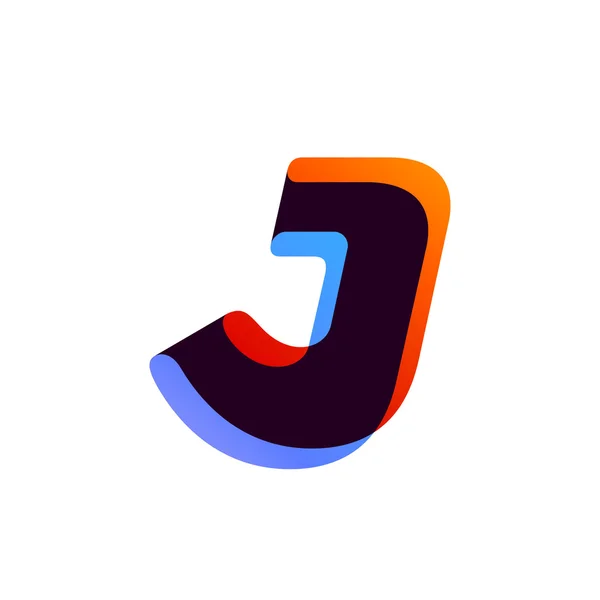 Letter J logo formed by colorful overlay ribbon. — Stock Vector