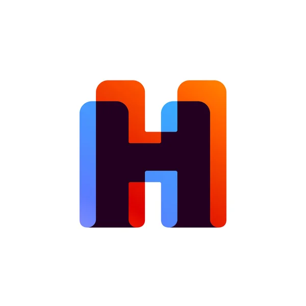 Letter H logo formed by colorful overlay ribbon. — Stock Vector