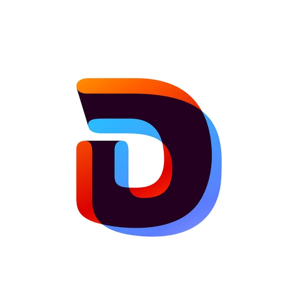 Letra D logo formado por cinta de superposición de colores . — Vector de stock