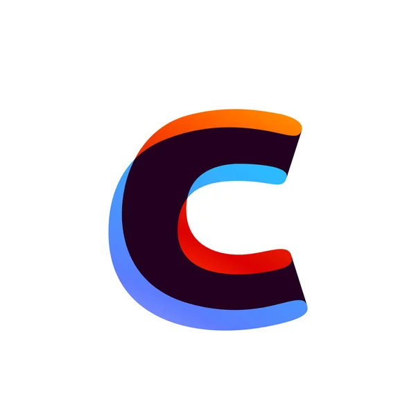 Letra C logo formado por cinta de superposición de colores . — Vector de stock