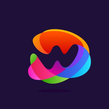 Renkli çok renkli splash arka plan harf W logosu.