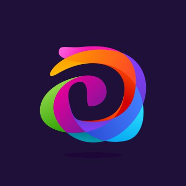 Renkli çok renkli splash arka plan D harfi logosu.