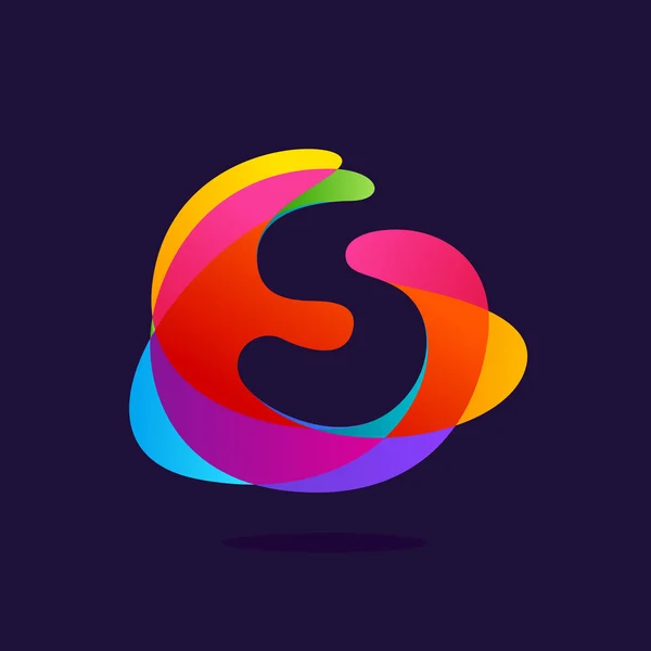 Lettera S logo a colorato multicolore splash sfondo . — Vettoriale Stock