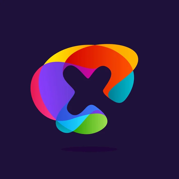 カラフルな多色スプラッシュの背景に文字 X ロゴ. — ストックベクタ