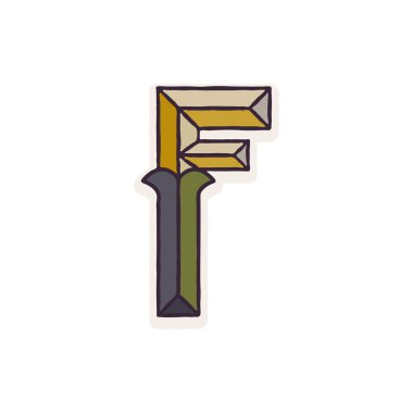 F harfi logosu soluk renklerle gösteriliyor. Bunu kurumsal kimliğinizde, retro ambleminizde, habercilik posterlerinizde, tarım tasarımınızda ve diğer şeylerde kullanabilirsiniz.. 