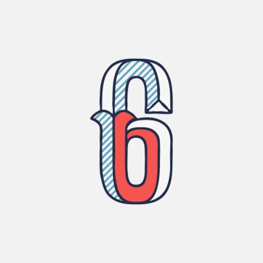 Çizgili gölgeli altı numaralı vektör yoğunlaştırılmış logosu. Geçmişe dönük kimlik, vatansever amblem, 4 Temmuz posterleri, orijinal tarih tasarımı ve diğerleri için mükemmel.. 