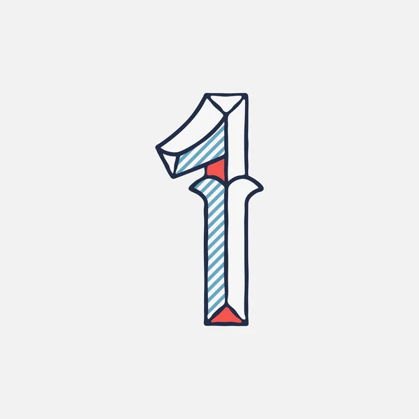 Векторний Згущений Ретро Логотип Номер Один Смугастими Тінями Ідеально Підходить — стоковий вектор