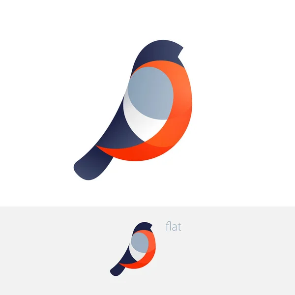 Bullfinch Bird Logo Gradient Flat Styles Simple Emblem Christmas Label — Stock Vector