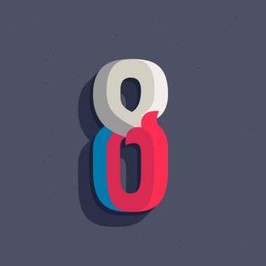 Sekiz numaralı logo eski atletizm tarzında. Spor giyim kimliğinizde, beysbol ambleminizde, zafer posterlerinizde, retro üniversite tasarımınızda ve diğerlerinde kullanabilirsiniz.. 