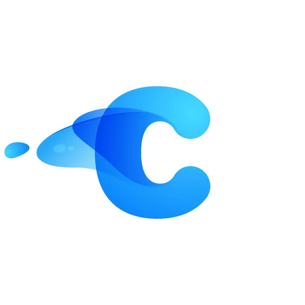 澄んだ水と露滴で作られたC文字のロゴ あなたの環境に優しいアイデンティティ 有機的なエンブレム 青い水彩デザインなどでそれを使用することができます — ストックベクタ