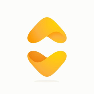 Yukarı ve aşağı oklardan oluşan soyut küre logosu. İnternet etiketleri, geri dönüşüm posterleri, yeniden kimlik vb. için vektör simgesi.