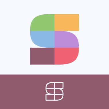 Oldukça soluk renklerde kalıp bloklarından yapılmış S harfi logosu. Şirin kurumsal kimliğinizde kullanmak için mükemmel bir vektör şablonu, selamlama paketlemesi, düğün posterleri, kıyafet tasarımı ve diğerleri. 