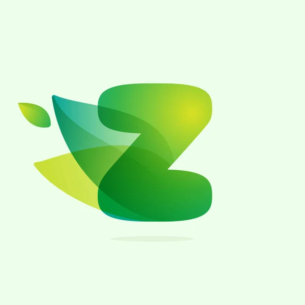 Logotipo Carta Ecología Con Hojas Verdes Tipo Acuarela Vectorial Para — Vector de stock