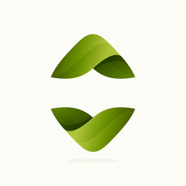 Ekologi Sfär Logotyp Gjord Vridna Gröna Blad Vektorikon För Jordbruksetiketter — Stock vektor