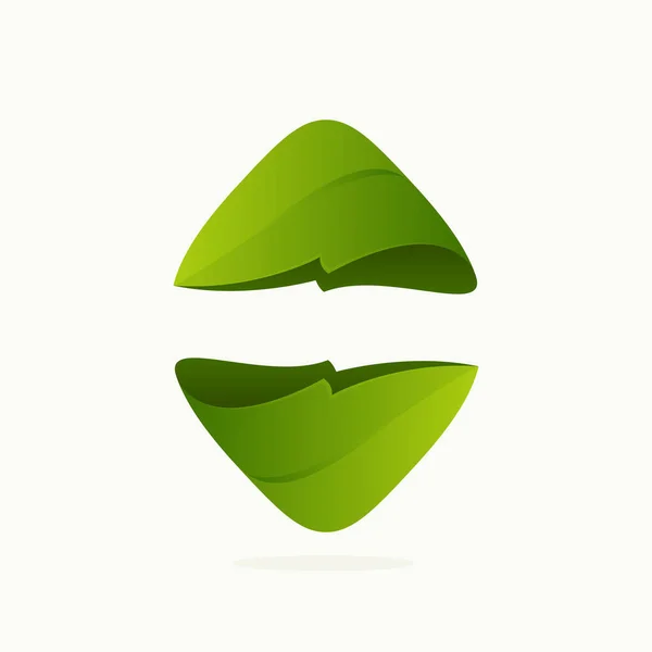 Bükülmüş Yeşil Yapraklardan Yapılmış Ekoloji Küresi Logosu Tarım Etiketleri Botanik — Stok Vektör