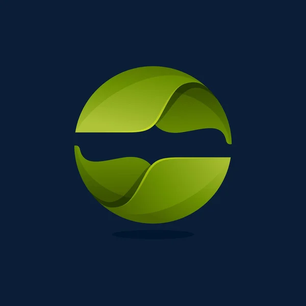 Logotipo Esfera Ecológica Hecho Hojas Verdes Retorcidas Icono Vectorial Para — Vector de stock