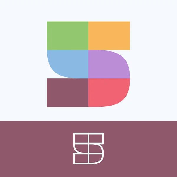 Logo Číslo Pět Vzorových Bloků Pěkně Matnými Barvami Vektorová Šablona — Stockový vektor