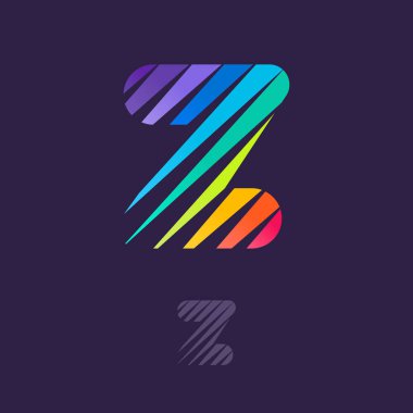 Çok renkli köşegen çizgileri olan Z harfi logosu. Spor takımı kimliğiniz için hızlı hız vektör şablonu, dinamik paketleme, teknoloji posterleri, taksi tasarımı ve benzeri şeyler.. 