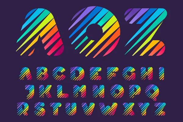 Alphabet Avec Lignes Diagonales Multicolores Modèle Vectoriel Vitesse Rapide Pour — Image vectorielle