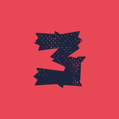 Üç numaralı logo korku tarzında ve grunge dokusuyla. Korkunç kurumsal kimliğiniz için vektör yazı tipi şablonu, sirk amblemi, cadılar bayramı posterleri, batı tarzı tasarım ve benzeri şeyler.. 
