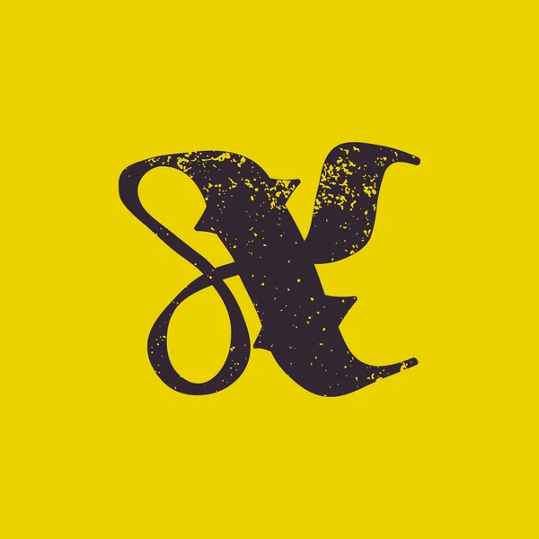 Bokstav Kalligrafi Logotyp Skräckstil Med Grunge Konsistens Snygg Fruktansvärd Typsnitt — Stock vektor