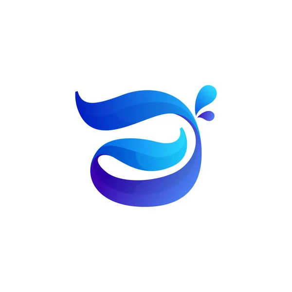 Azul Limpio Logotipo Letra Con Salpicadura Agua Gotas Icono Vector — Vector de stock