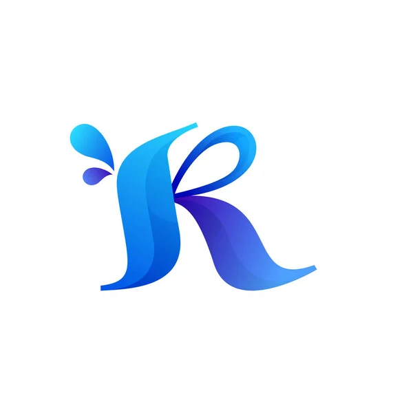 Schoon Blauw Letter Logo Met Water Plons Druppels Vector Icoon — Stockvector