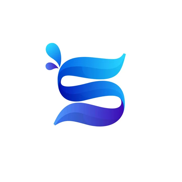 Čistě Modré Logo Písmene Stříkankou Kapkami Vody Vektorová Ikona Ideální — Stockový vektor