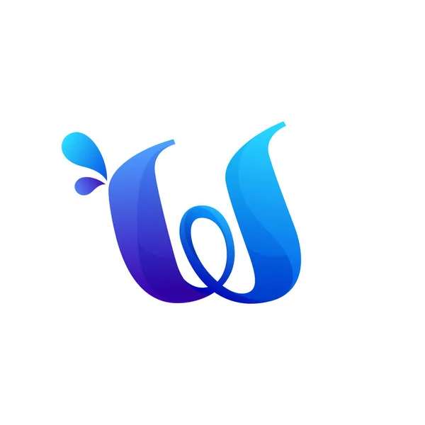 Limpe Logotipo Letra Azul Com Respingo Água Gotas Ícone Vetorial — Vetor de Stock