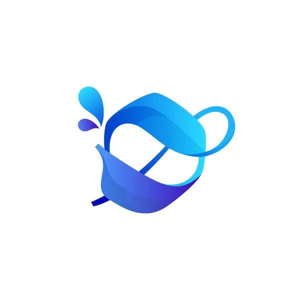 Sauberes Blaues Buchstaben Logo Mit Wasserspritzern Und Tropfen Vector Symbol — Stockvektor